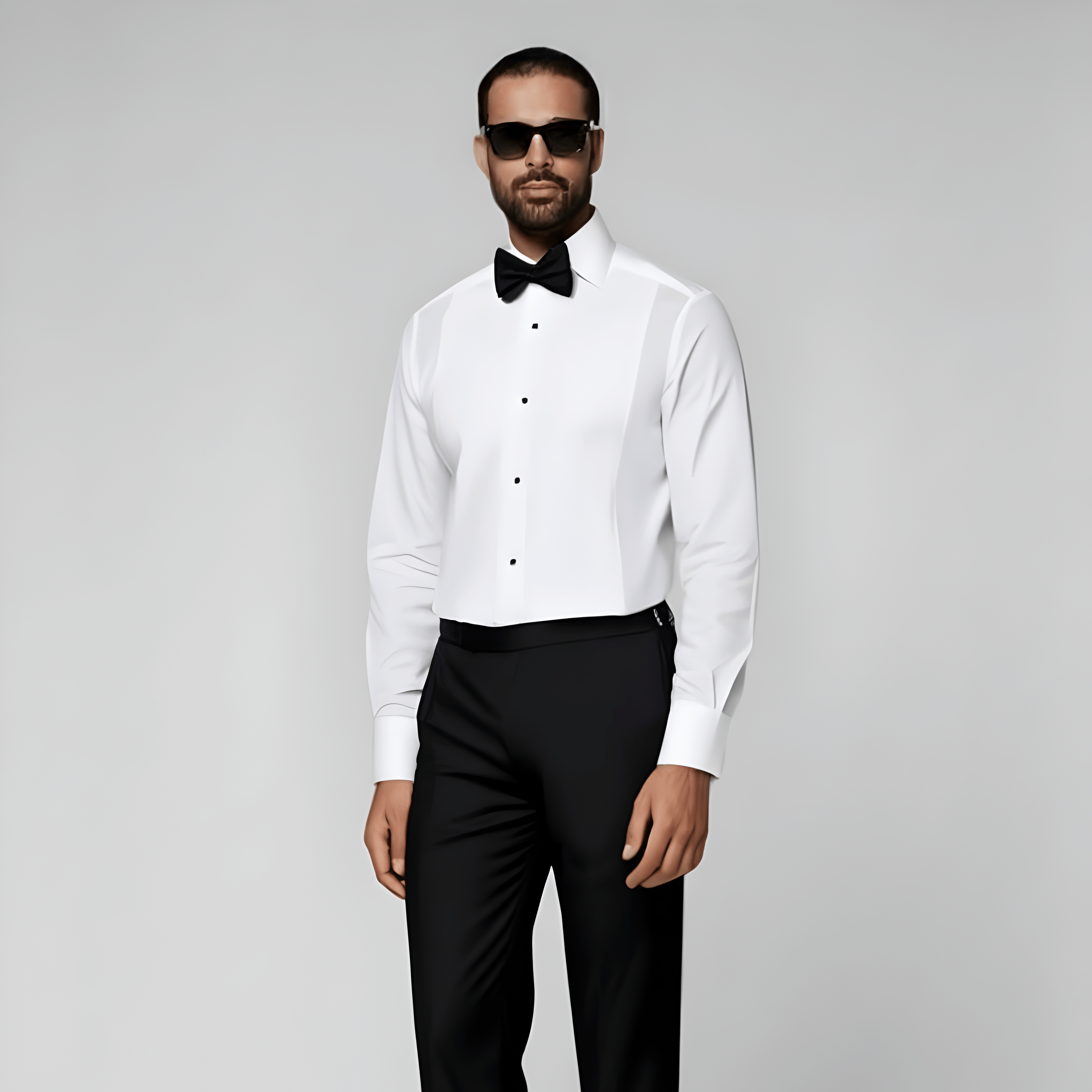 White Piqué Tailored Fit Tuxedo Shirt