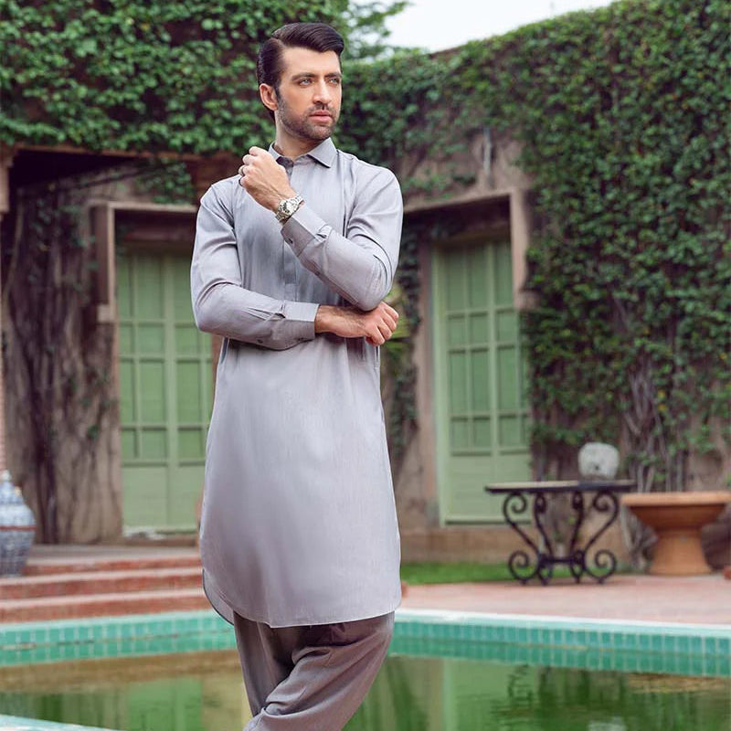 Grey Noqre'i Kameez Shalwar