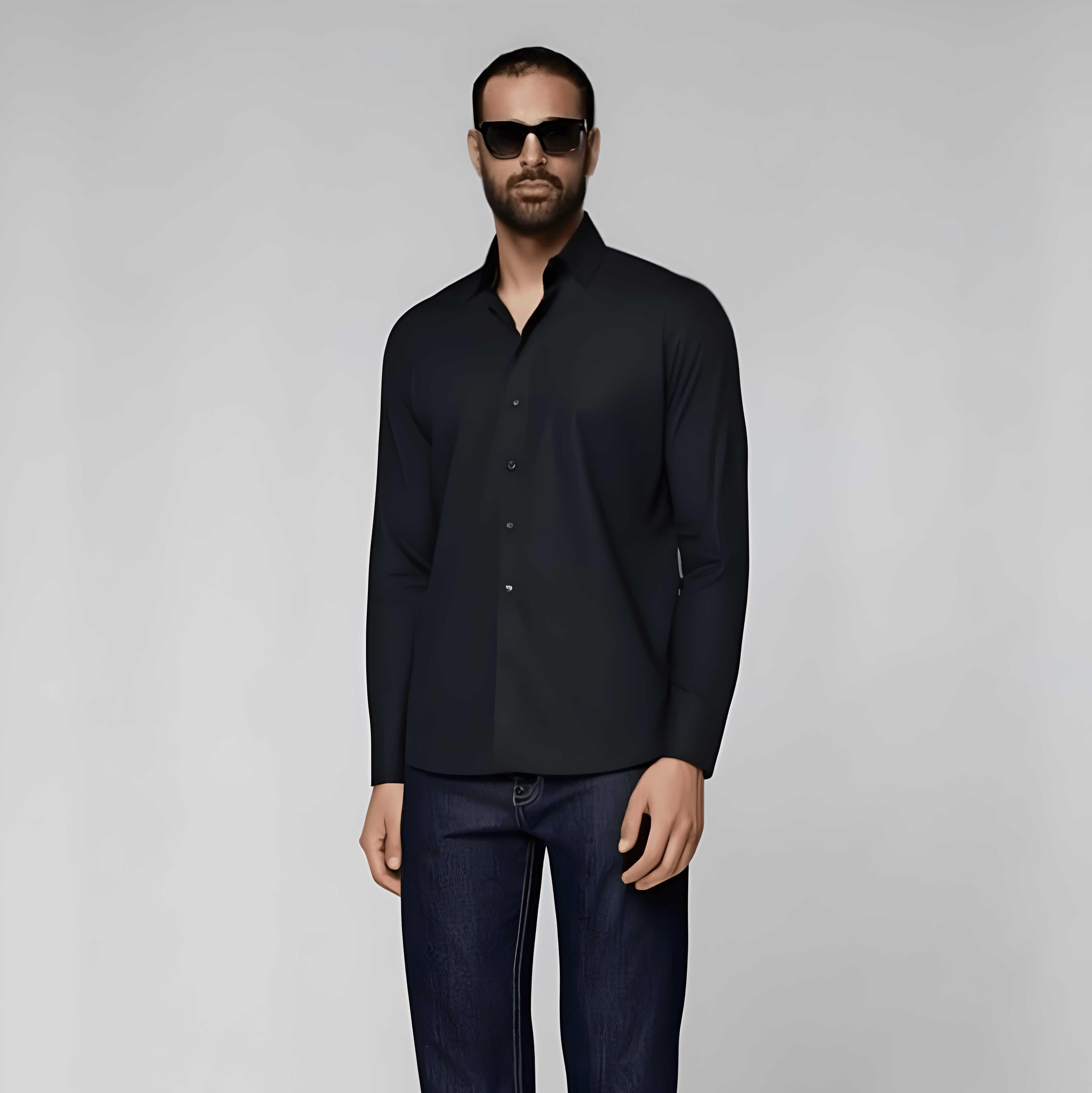 Navy Cotton Flannel Shirt