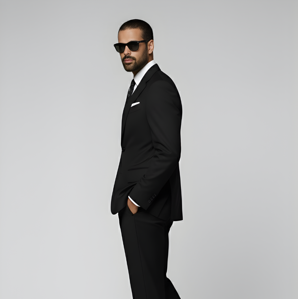 Black Relaxed Fit Roma Suit